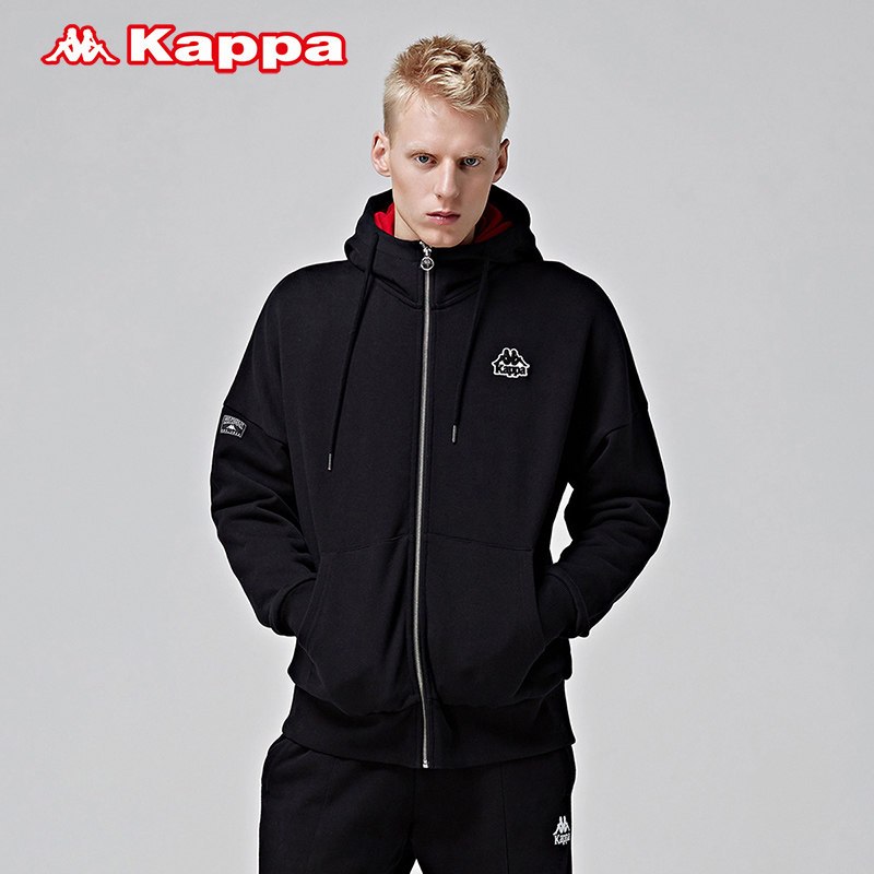 KAPPA男款运动卫衣休闲长袖开衫帽衫2018新品|K0852MK79D 2XL 黑色-990