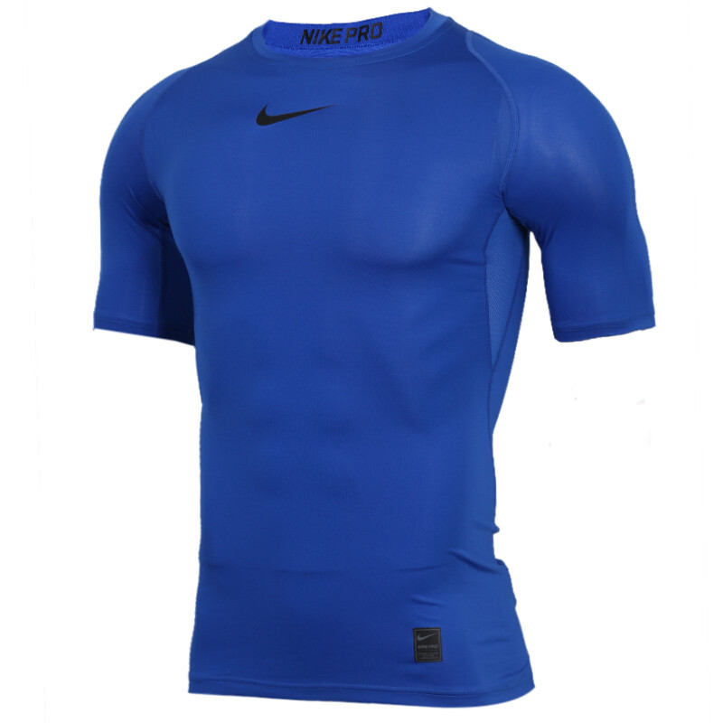 NIKE耐克男装 2018夏季新款Pro运动跑步训练透气舒适紧身衣短袖T恤健身服 838092-091 S 蓝色838092-480