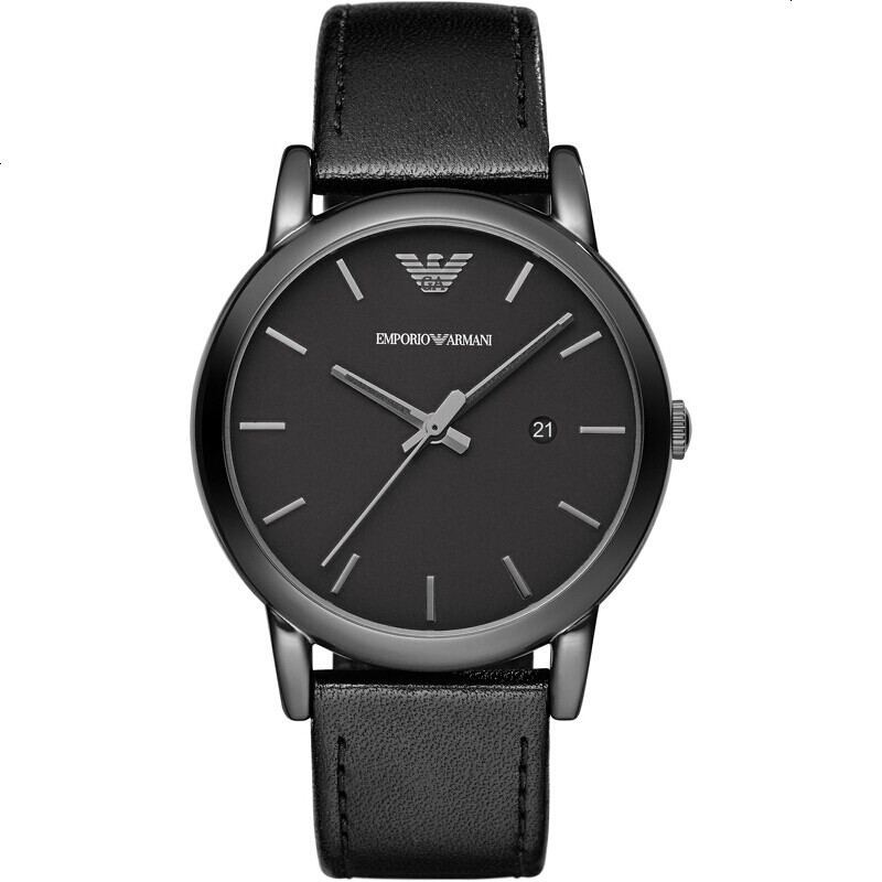 阿玛尼(EMPORIO ARMANI)手表欧美钢带男士手表多功能日历休闲石英表三眼大表盘石英表 男 金属表带AR24 默认尺码 AR1732(黑盘皮带)