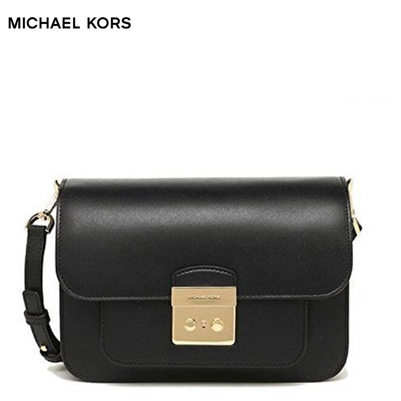 迈克·科尔斯(MICHAEL KORS) MK 女士Sloan系列 牛皮女士单肩包斜挎包 经典黑 黑色