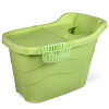 家用木浴盆宝宝橡木一次性身加厚木质塑料浴盆贝特圆形美容院木桶 经济款绿色