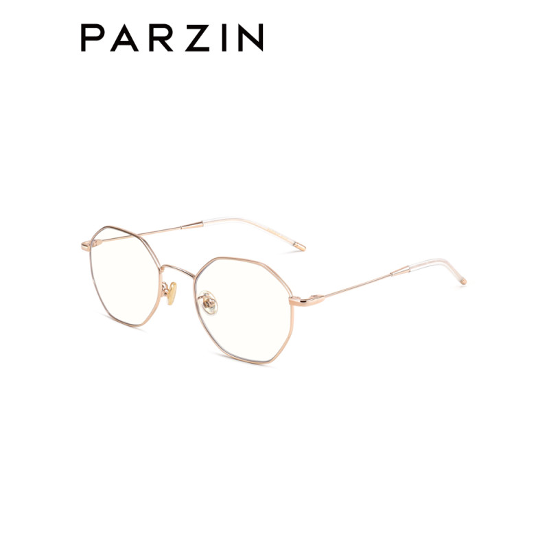 帕森(PARZIN) 新款防蓝光眼镜架 女士金属多边形电脑护目眼镜框15738L 淡金色