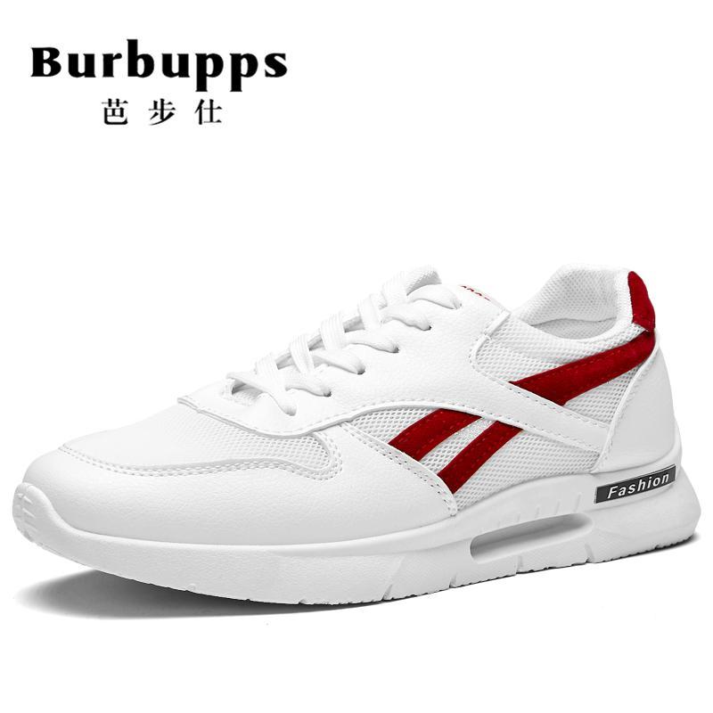 法国品牌芭步仕Burbupps男鞋2018秋尚新小白鞋男运动休闲鞋子男透气网纱韩版潮流网面 国际码-红色 41码
