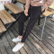 裤子男休闲韩版潮流九分修身小脚裤夏季薄款小清新百搭收口束脚裤 2XL 酒红色