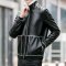 韦斯普 2018冬季新款男士超大码加绒夹克男翻领皮夹克男装外套Q8856 6XL 黄色
