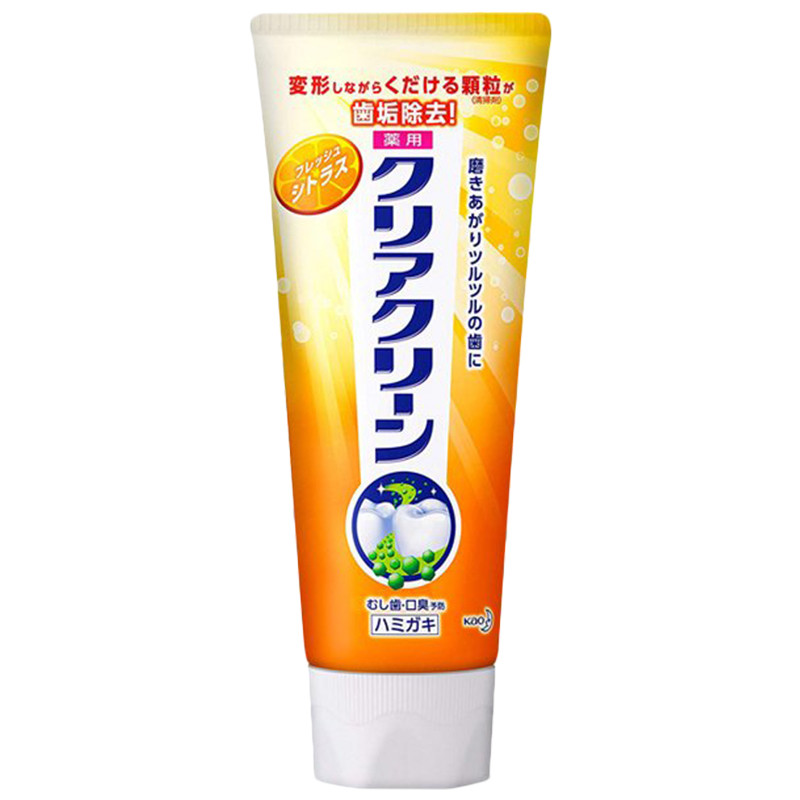 Kao 花王旗下Clear Clean 洁齿健 微细颗粒瞬间焕白药用牙膏 新鲜柑橘 130克