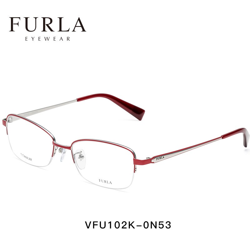 FURLA芙拉女士眼镜框半框金属钛可配近视镜时尚眼镜架 浅紫色+彩色色块