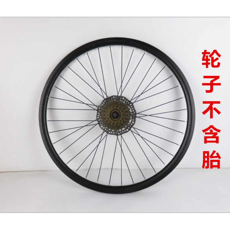 26寸山地变速自行车轮组/轴承快拆轮毂前后轮子碟刹V刹通用铝车圈_1 后轮+碟片+9片齿轮+内外胎