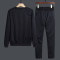 套头卫衣男秋冬季圆领休闲运动套装潮流时尚帅气学生男装两件套YTZ202 3XL 蓝色