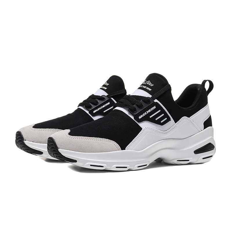Skechers斯凯奇男鞋熊猫鞋2018新款D‘lites时尚厚底运动鞋666059 43码 666059/BKW黑色+白色