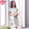 睡裙女夏季短袖纯棉睡衣夏天薄款妈妈宽松大码全棉质家居服中裙子_9 XXXL 6861紫色