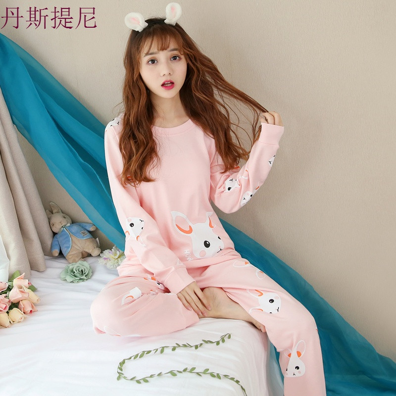 睡衣女春秋季纯棉长袖韩版时尚休闲居家服秋天宽松可外穿薄款套装_7 加入购物车赠送运费险 Y1925