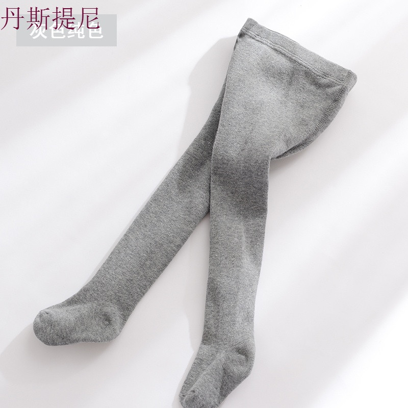 2018新款春秋儿童连裤袜宝宝婴儿打底裤男童女童纯棉1-3岁连体袜_5 L码身高80-92CM 纯灰色