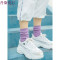 袜子女中筒袜韩版学院风百搭紫色长袜彩色薄款韩国堆堆袜纯棉潮袜 均码 酒红3双装