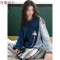 秋款睡衣女2018新款韩版宽松大码可爱长袖春秋纯棉套装家居服秋季_4 M码（适合：80-105斤） X-699