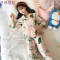 睡衣女春秋季和服青瓜长袖纯棉两件套装韩版清新学生大码冬家居服_1_7 M FZ#660红花（送眼罩）
