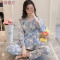 和服睡衣女春秋季花朵长袖纯棉两件套装韩版清新学生大码冬家居服_7 关注店铺送小礼物 FZ#665粉色狮子（送眼罩）