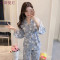 和服睡衣女春秋季花朵长袖纯棉两件套装韩版清新学生大码冬家居服_7 关注店铺送小礼物 FZ#665粉色狮子（送眼罩）