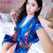 睡裙女冰丝夏季睡袍女性感睡衣衬衫睡裙丝绸家居服春秋晨袍和服薄_7 175(XXL) 美女袍宝石蓝