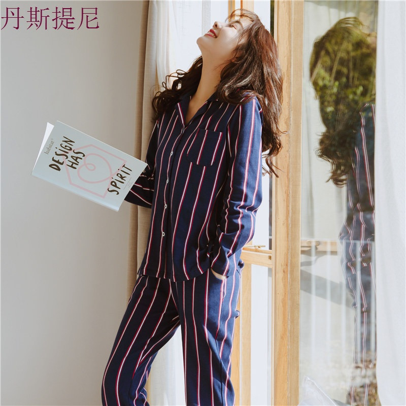日系开衫睡衣女纯棉薄款春秋长袖甜美韩版宽松可外穿家居服套装 M码160（80－105斤）（双面精梳纯棉） 2001款