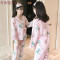 和服睡衣女秋季长袖纯棉两件套装狮子韩版清新学生春秋大码家居服_2 L FZ#662#合欢草（送眼罩）