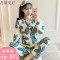 睡衣女秋长袖纯棉日系和服甜美可爱韩版清新学生春秋冬家居服套装 M 两件装和服（芭蕉叶+芭蕉叶）