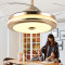 吊扇灯餐厅客厅 隐形风扇灯卧室现代简约家用带LED的伸缩风扇吊灯智能三色变光 金飞碟42寸变光变频+遥控