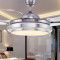 吊扇灯餐厅客厅 隐形风扇灯卧室现代简约家用带LED的伸缩风扇吊灯智能三色变光 银飞碟42寸变光+遥控