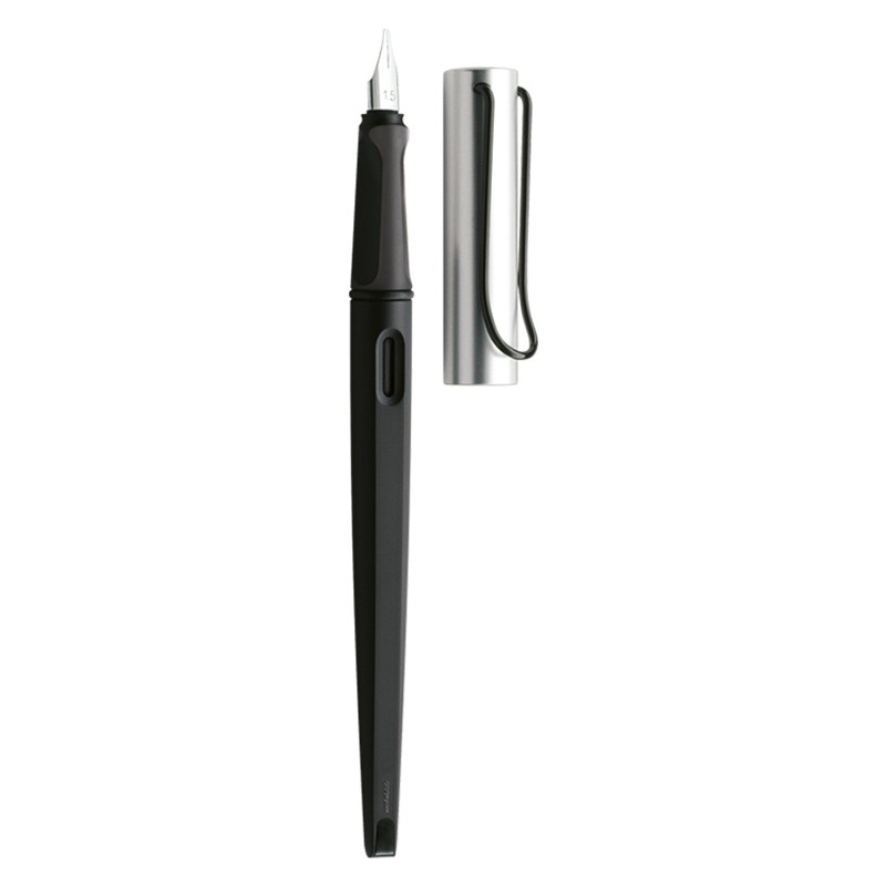 凌美LAMY JOY系列 黑杆红夹钢笔 单支1.5mm笔尖 黑杆银套钢笔笔