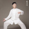 中国风天丝麻太极服女秋冬太极拳练功服男晨练服竖琴纹_1_4 L 皓月白天麻长袖