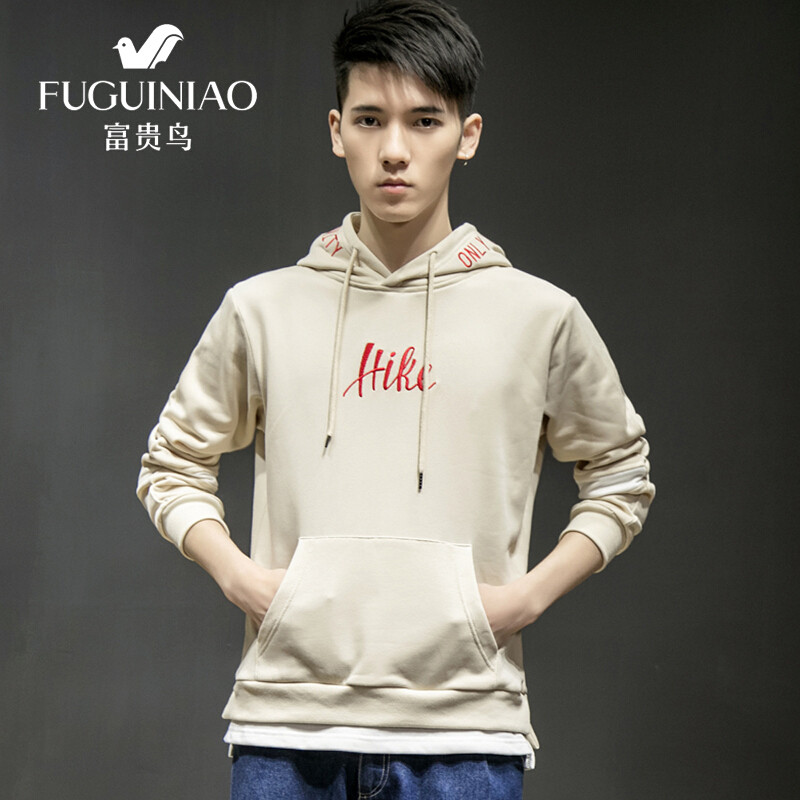 卫衣外套男装套头帽衫简约时尚青年运动连帽卫衣男 XL 卡其