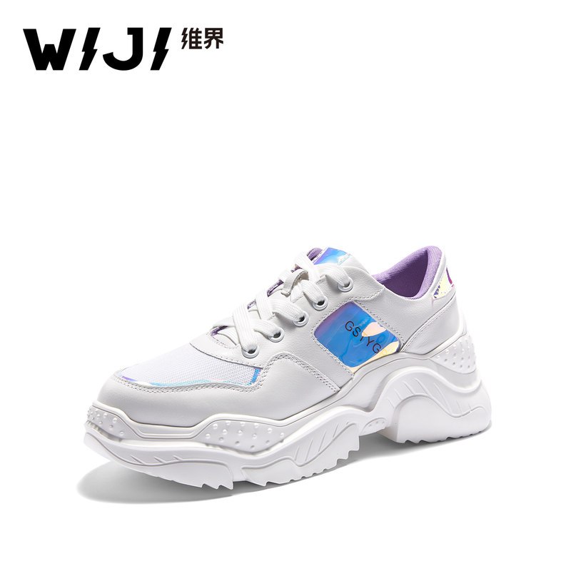 WIJI2018秋季新款女鞋休闲运动鞋网面舒适跑步鞋ins旅行鞋小白鞋_1 白色 39