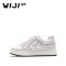 WIJI维界女鞋秋季新款特色彩色编织系带圆头低帮鞋韩版时尚小白鞋 白色 39
