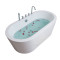 浴缸家用情侣日式浴缸浴盆卫生间小户型按摩五件套澡盆独立式冲浪家用 宽边冲浪-蓝色- 1.8M