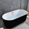 浴缸独立式浴缸独立式家用欧式薄边卫生间加厚彩色浴桶普通一体左裙 内白外黑浴缸加落地龙头 1.3m
