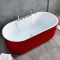 独立式浴缸薄边家用独立式浴缸欧式小户型坐凳浴桶白色一体加深独立式配置全白空浴缸加落地龙头 内白外红五件套浴缸 1.7M