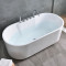 独立式浴缸薄边家用独立式浴缸欧式小户型坐凳浴桶白色一体加深独立式配置全白空浴缸加落地龙头 内白外红空浴缸 1.6M