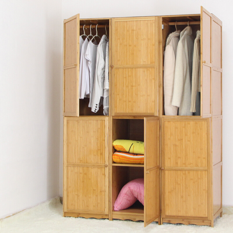 简易竹衣柜组合二两三四衣柜板大衣橱整体家具卧室家具180cm长83 55cm