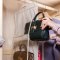 趣涉家居包包收纳挂袋衣柜透明布墙挂家用整理悬挂收纳架柜盒家居家用收纳用品收纳包创意简约 深蓝色