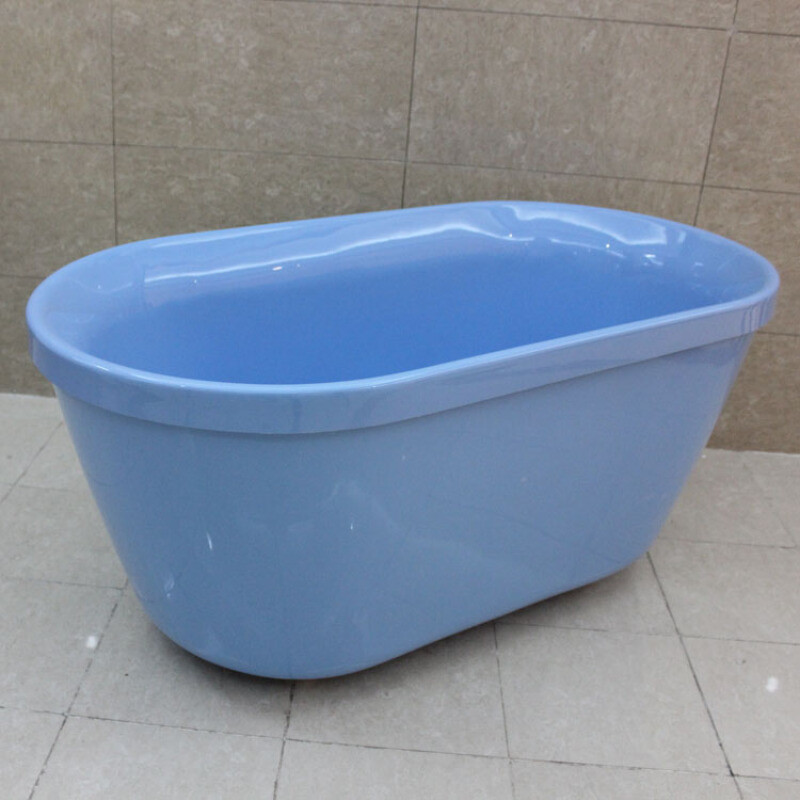 浴缸浴缸坐式家用小户型迷你配置落地洗澡盆独立情侣五件套保温蓝色龙头 天蓝色 1m