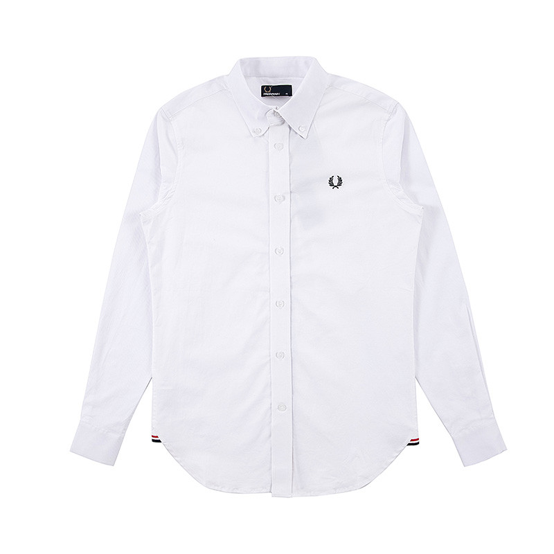 FRED PERRY 秋季男装长袖纯色logo衬衫 M8272 XL 白色