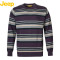 JEEP/吉普男士美式休闲修身版圆领条纹长袖针织衫 JW15KS108 180/115 紫色Q6