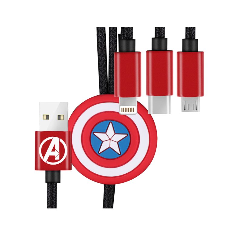Marvel 1.5米 数据线 三合一 极旋系列-美盾