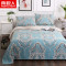 南极人(NanJiren)家纺 纯棉老粗布床单单件或全棉老粗布床单三件套 床上用品1.5m床1.8米床条纹/格子床罩 150x230cm/三件套（床单+一对枕套） 颜庭蓝