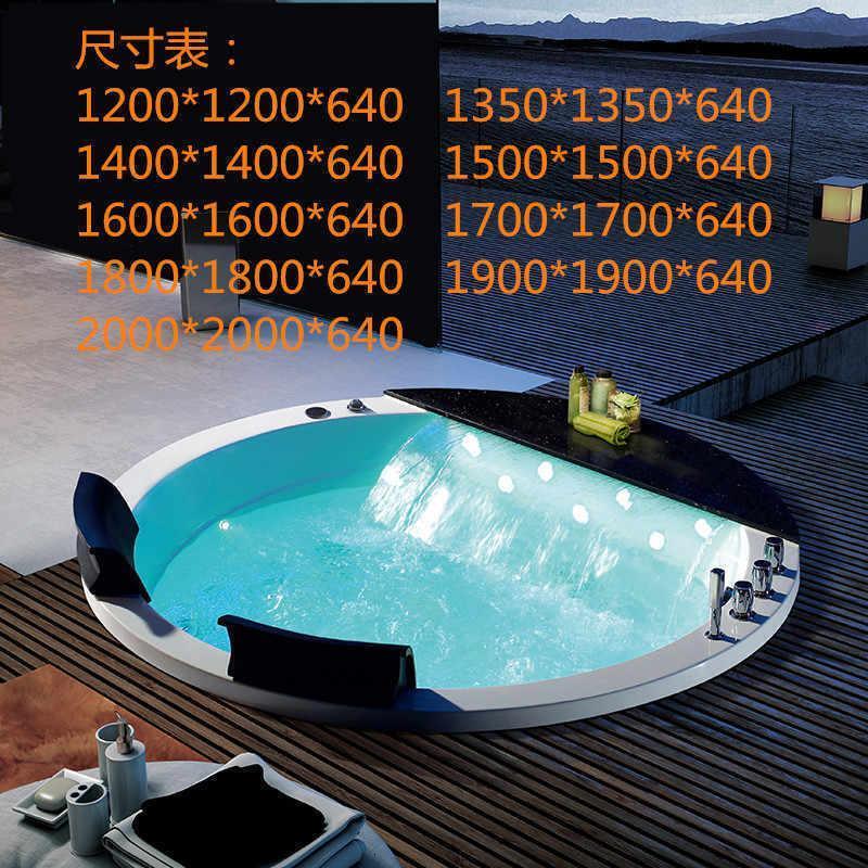 按摩浴缸双人加热气泡恒温嵌入式情侣双人瀑布按摩亚克力圆形浴缸冲浪浴盆嵌入式_9 空缸配置 1.2-