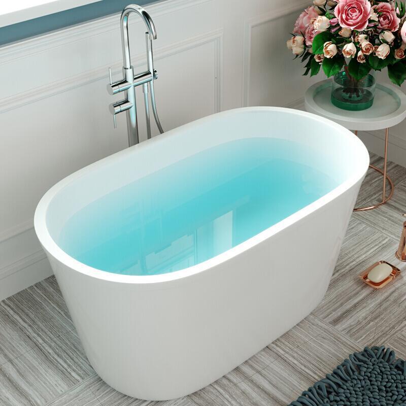 独立式小浴缸亚克力浴盆浴池家用小卫生间户型深泡1米Y_6 独立式空缸加落地龙头 ≈1m