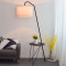 个性茶几落地灯置物架简约现代北欧风客厅卧室沙床头立式台灯 蓝底百花+LED12瓦