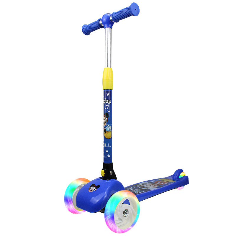迪士尼(DISNEY)儿童滑板车三轮/四轮闪光摇摆车可折叠升降脚踏车滑轮车 三轮闪米奇