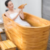 新款橡木泡澡木桶加厚浴缸沐浴桶木质洗澡木桶浴桶实木泡澡 木本色（1.4米）
