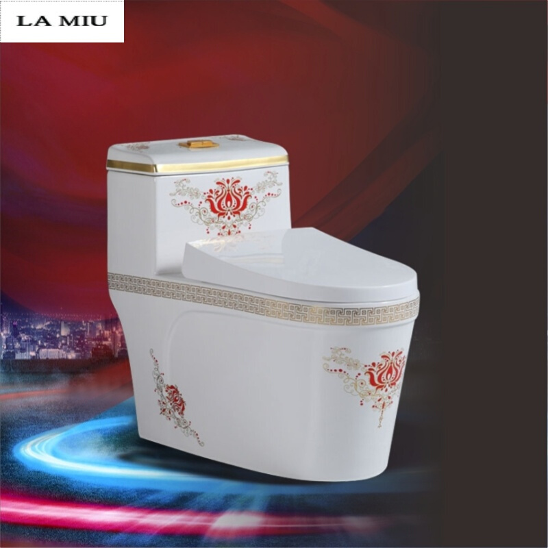 新款彩色马桶4D超漩虹吸式节水坐便器马桶家用 其他/other 顶配D款彩色微晶雪花釉面